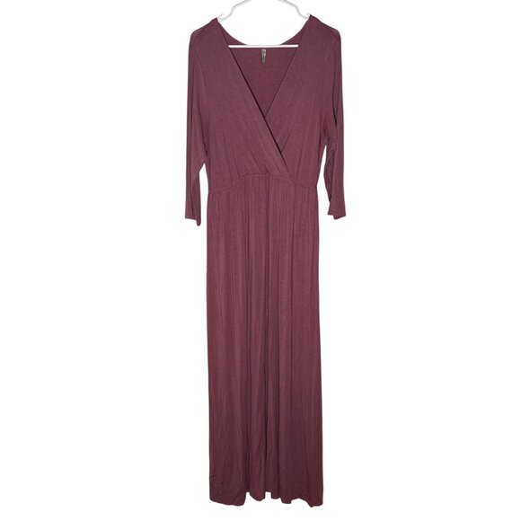 Mother Bee Maternity Short Sleeve Faux Wrap Maxi Dress Women's Size XL Mauve EUC - Picture 1 of 5